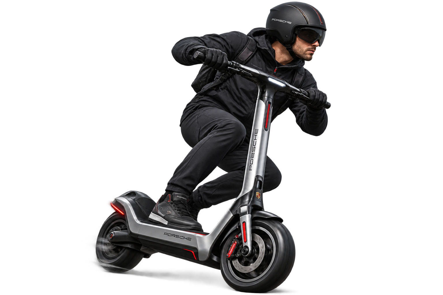 Porsche-inspired electric scooter concept in motion
