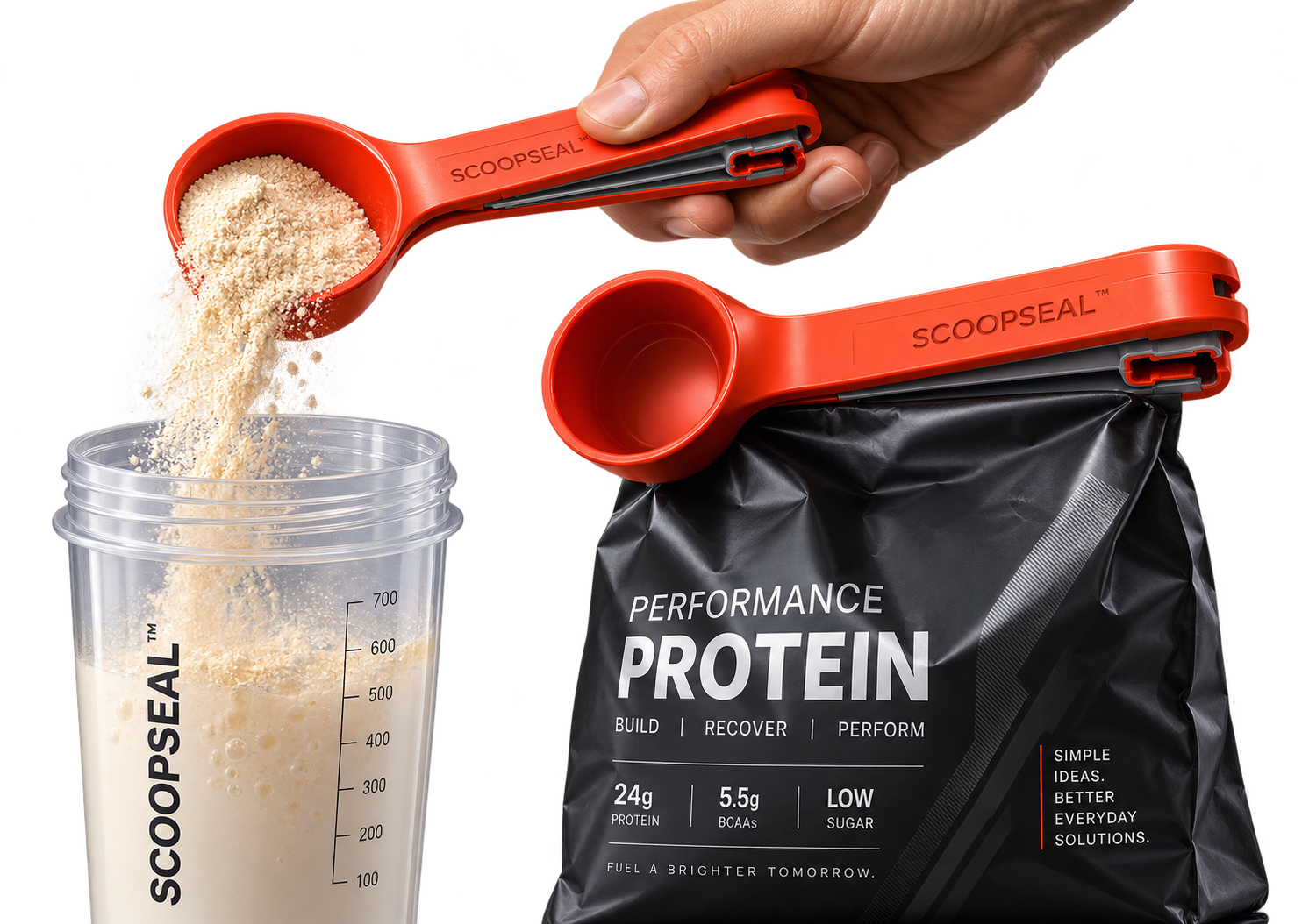 SCOOPSEAL measuring scoop and packet-closure concept in use