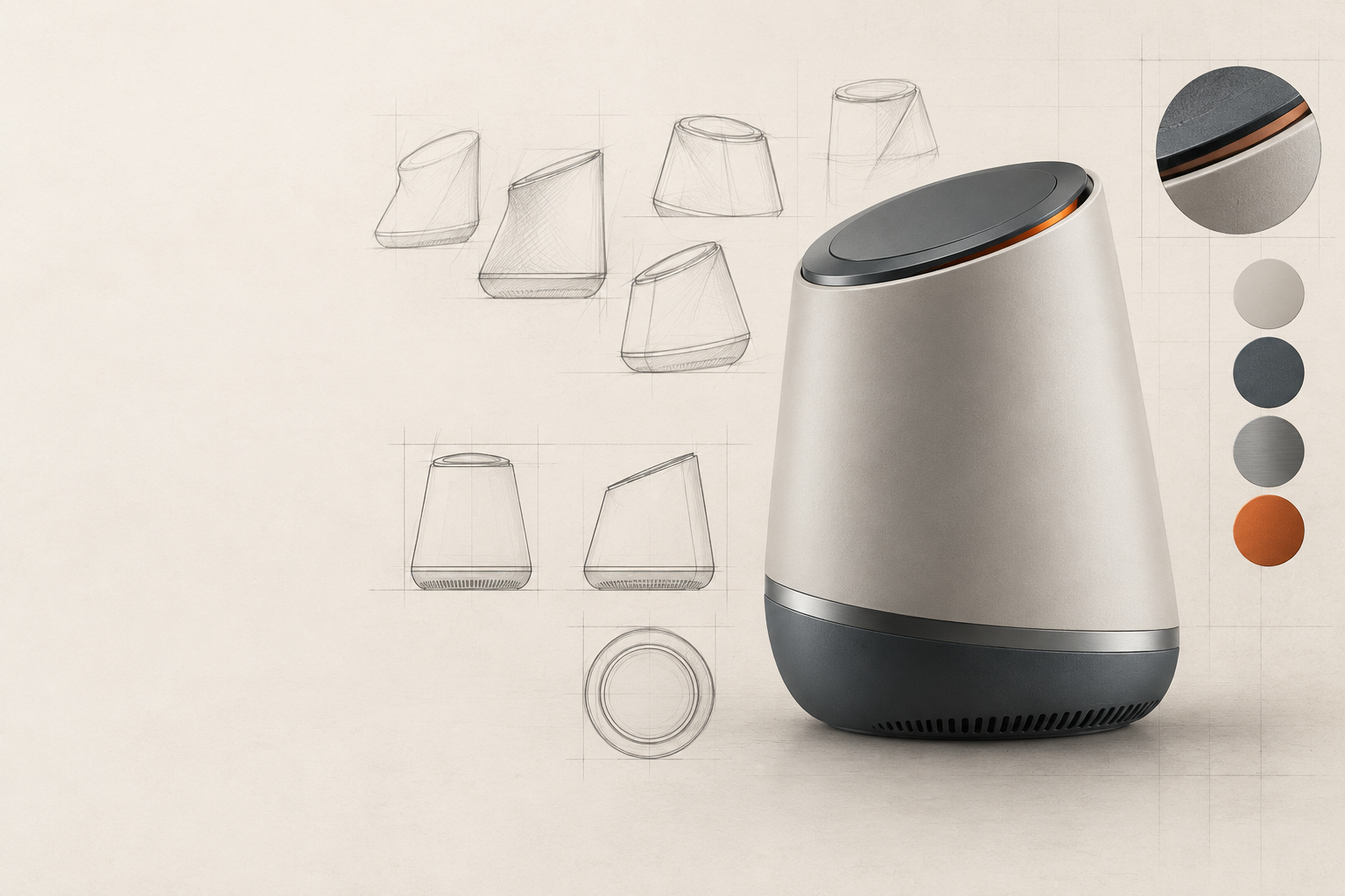 A product enclosure explored through form, surface and component details