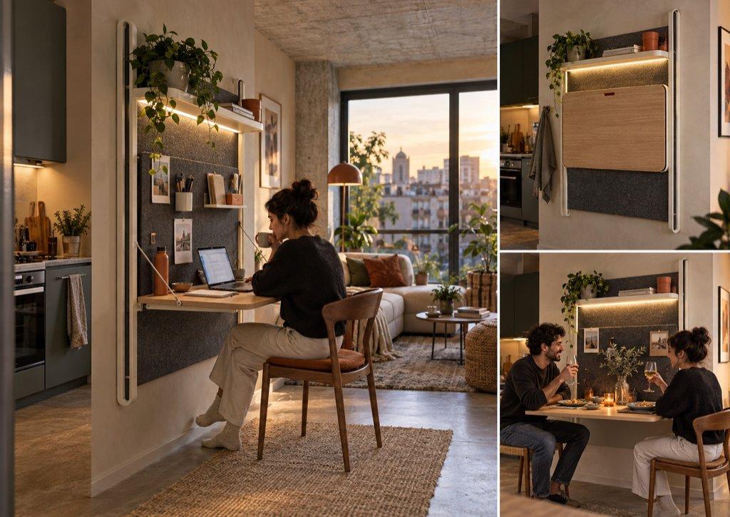 URBAN LIVING modular furniture system used in a compact city apartment.